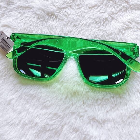 Cerise Bright Green Mirrored Sunglasses - Picture 14 of 15
